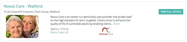 Novus Care listed in the Home Care Agency directory